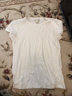 Club Monaco Cream Ribbed Short Sleeve Tee